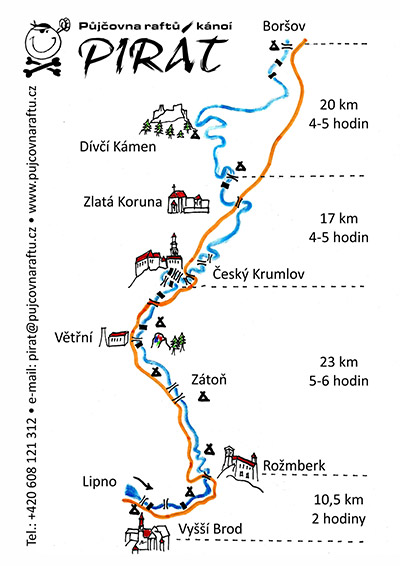 vodácká mapa Vltavy
